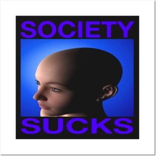 Society Sucks - Retro y2k Graphic Funny Introvert Antisocial Sarcasm Posters and Art